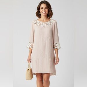 Altar’d State boho midi dress lace bell sleeves blush pink Cottagecore peasant